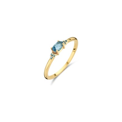 Bague Jackie Gold Vintage en or jaune et topaze bleue