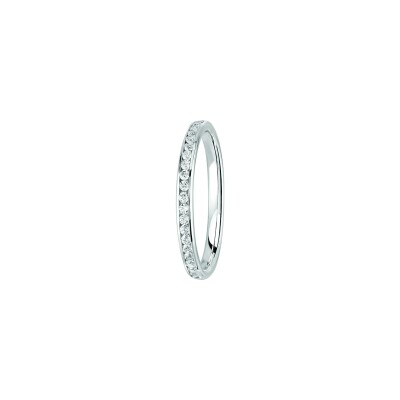 Alliance jonc Fidélis Rail en or blanc et diamants, 2mm