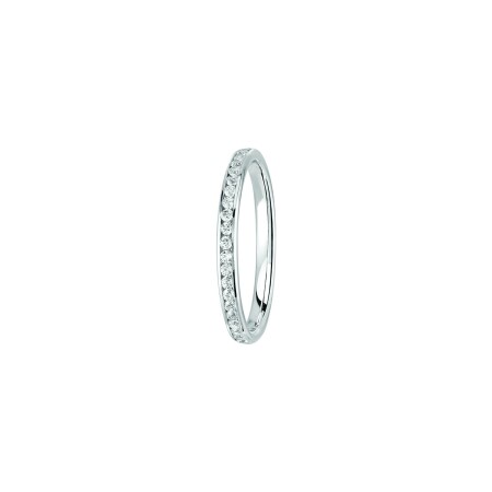 Alliance jonc Fidélis Rail en or blanc et diamants, 2mm