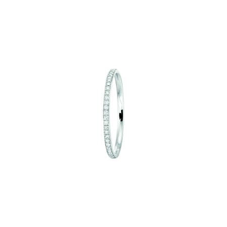 Alliance jonc parisien en or blanc et diamants, 1.5mm