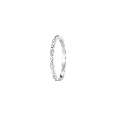 Alliance jonc Jasmin en or blanc et diamants, 2mm