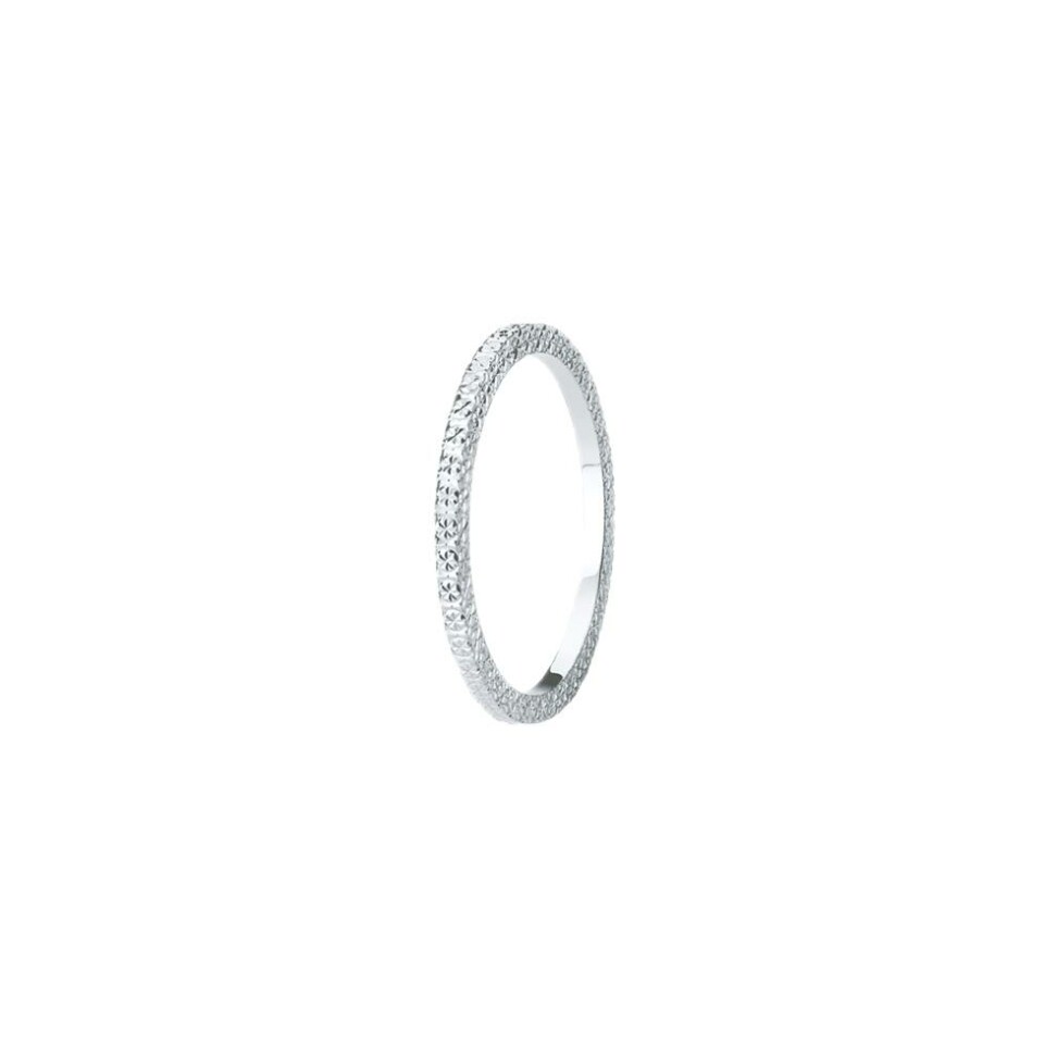 Alliance jonc Alicante en or blanc effet diamanté, 1.5mm