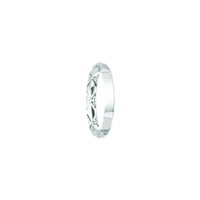 Alliance jonc Argelès en or blanc effet diamanté et poli, 2.5mm