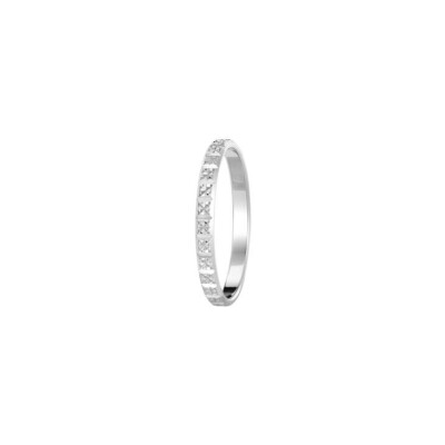 Alliance jonc Dominica en or blanc effet diamanté, 2mm