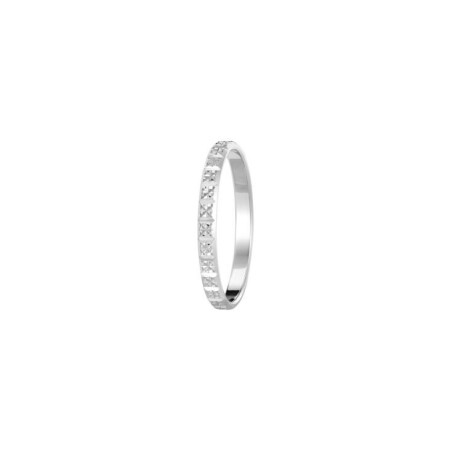 Alliance jonc Dominica en or blanc effet diamanté, 2mm