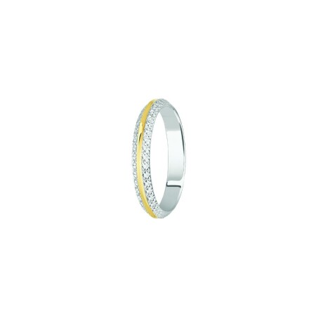 Alliance jonc Elsa en or jaune et blanc effet poli et diamanté, 3mm