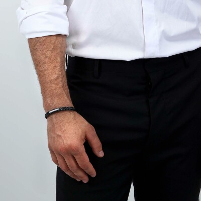 Bracelet Maserati Recycled Leather en acier et cuir