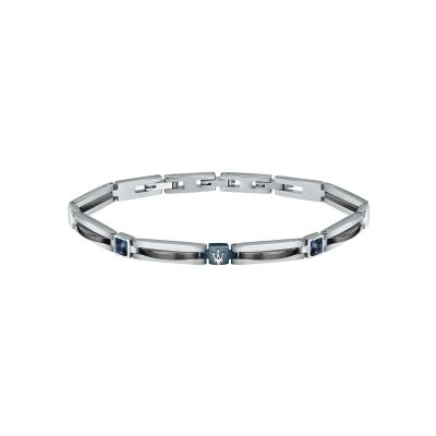 Bracelet Maserati Ceramic en acier, céramique et cristal bleu