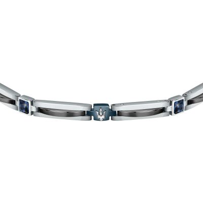 Bracelet Maserati Ceramic en acier, céramique et cristal bleu