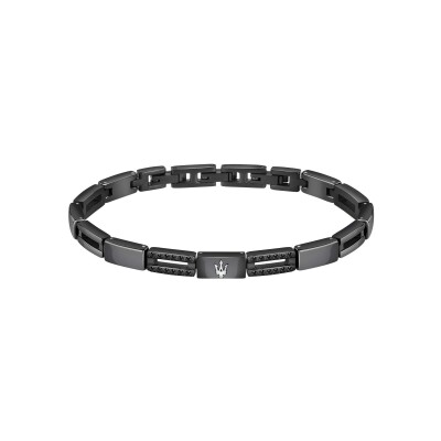 Bracelet Maserati Ceramic en acier, céramique et cristal noir
