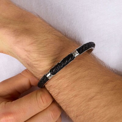 Bracelet Maserati Leather en acier et cuir