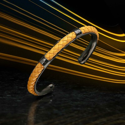 Bracelet Maserati Leather en acier et cuir