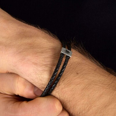 Bracelet Maserati Leather en acier et cuir