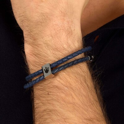 Bracelet Maserati Leather en acier et cuir