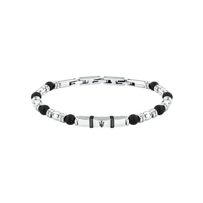 Bracelet Maserati Iconic en acier et agate noire