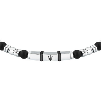 Bracelet Maserati Iconic en acier et agate noire