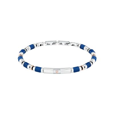Bracelet Maserati Iconic en acier et agate bleue