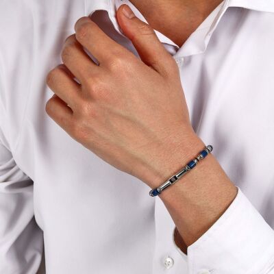 Bracelet Maserati Iconic en acier et agate bleue