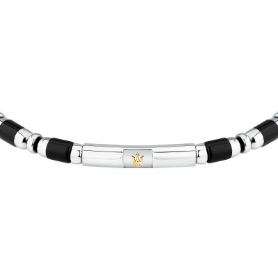 Bracelet Maserati Iconic en acier et agate noire