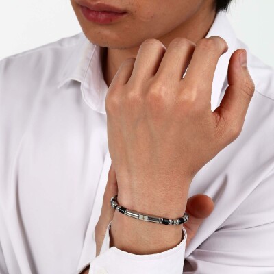 Bracelet Maserati Iconic en acier et agate noire