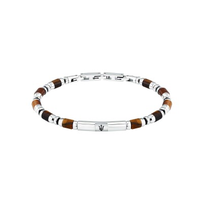Bracelet Maserati Iconic en acier et œil de tigre