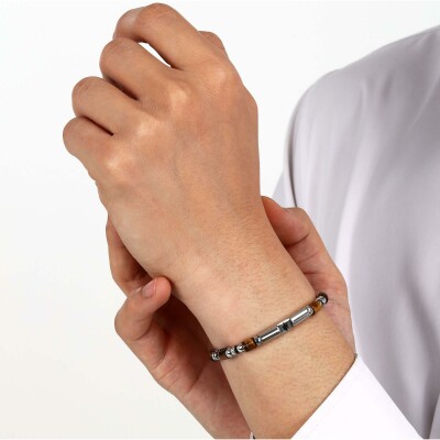 Bracelet Maserati Iconic en acier et œil de tigre