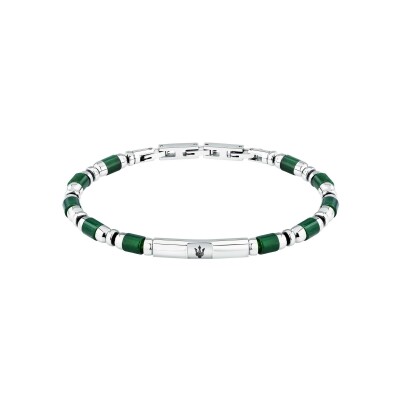 Bracelet Maserati Iconic en acier et agate verte