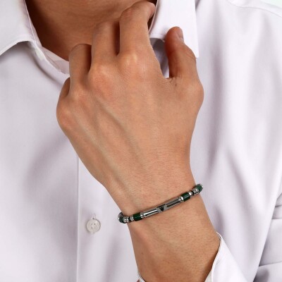 Bracelet Maserati Iconic en acier et agate verte