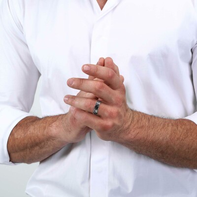 Bague Maserati Iconic en acier et céramique, taille 59