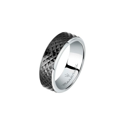Bague Maserati Iconic en acier et céramique, taille 63