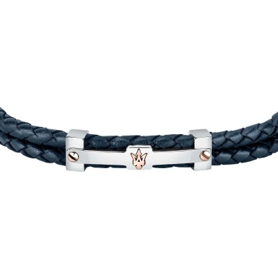 Bracelet Maserati Recycled Leather en acier et cuir