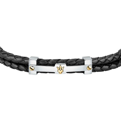 Bracelet Maserati Recycled Leather en acier et cuir