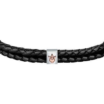 Bracelet Maserati Recycled Leather en acier et cuir