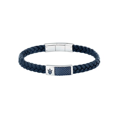 Bracelet Maserati Recycled Leather en acier, cuir et céramique