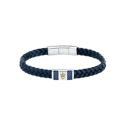Bracelet Maserati Recycled Leather en acier, cuir et céramique