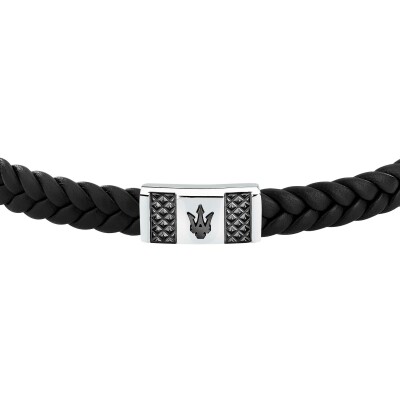 Bracelet Maserati Recycled Leather en acier, cuir et céramique