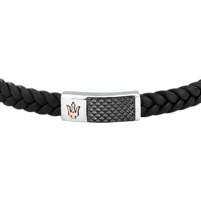Bracelet Maserati Recycled Leather en acier, cuir et céramique