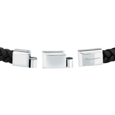 Bracelet Maserati Recycled Leather en acier, cuir et céramique