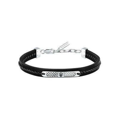 Bracelet Maserati Recycled Leather en cuir et acier