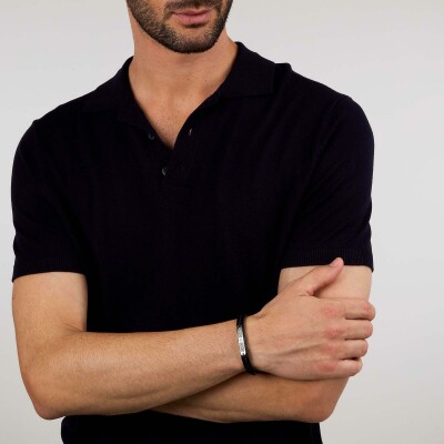 Bracelet Maserati Recycled Leather en cuir et acier