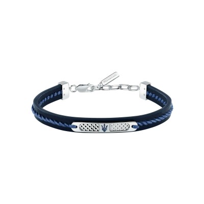 Bracelet Maserati Recycled Leather en cuir et acier
