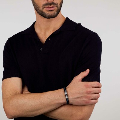 Bracelet Maserati Recycled Leather en cuir et acier