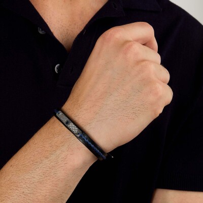 Bracelet Maserati Recycled Leather en cuir et acier