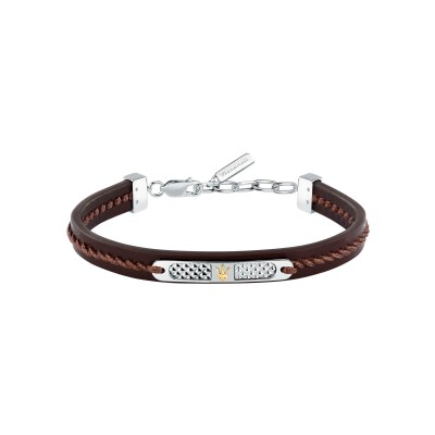 Bracelet Maserati Recycled Leather en cuir et acier