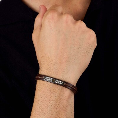 Bracelet Maserati Recycled Leather en cuir et acier