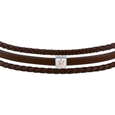 Bracelet Maserati Recycled Leather en cuir et acier