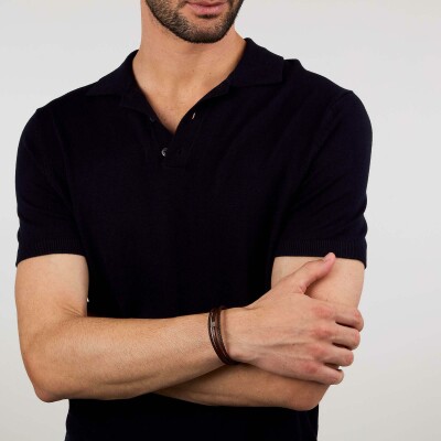 Bracelet Maserati Recycled Leather en cuir et acier