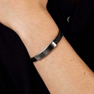Bracelet Maserati Recycled Leather en cuir et acier
