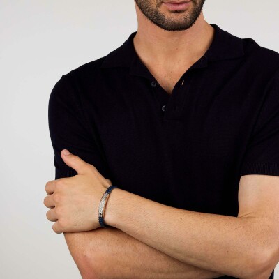 Bracelet Maserati Recycled Leather en cuir et acier