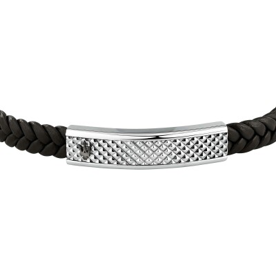 Bracelet Maserati Recycled Leather en cuir et acier